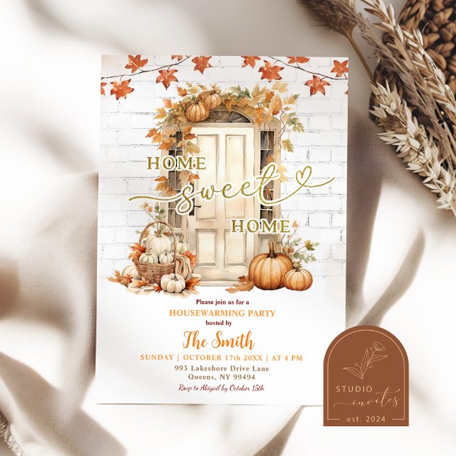 Home Sweet Home Autumn Leaves Housewarming Invitation (Creator Uploaded)