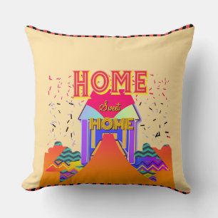 Home Sweet Home Beige Red Reverse Cushion