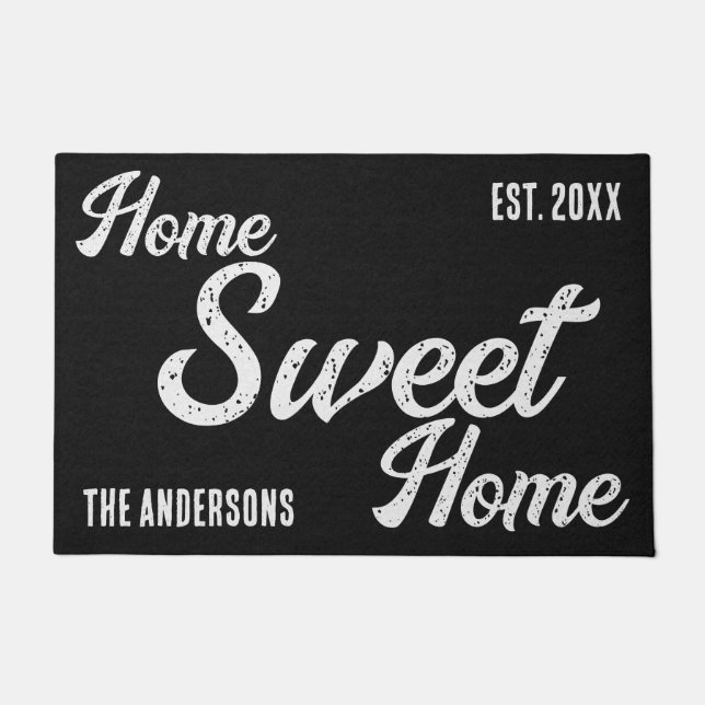 Home Sweet Home Black Personalised Doormat (Front)