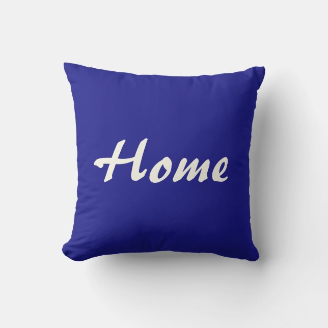 Home Sweet Home Blue and Beige Outdoor Pillow (Front)