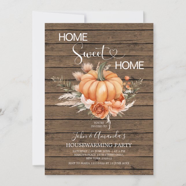 Home Sweet Home Boho Pumpkin Housewarming Party Invitation (Front)
