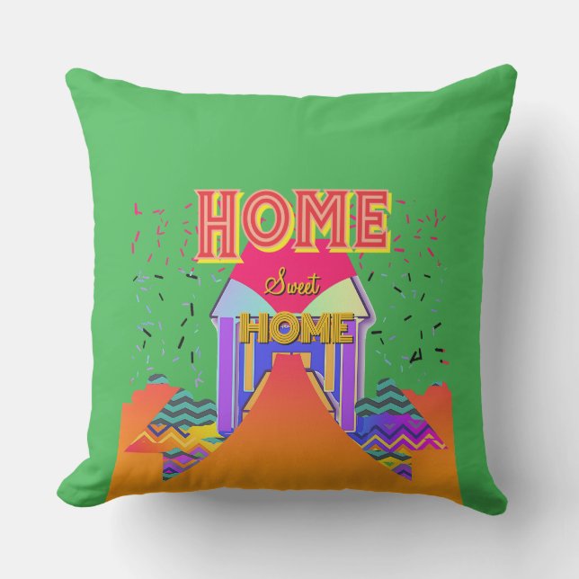 Home Sweet Home Bright Green   Cushion (Front)