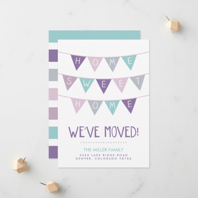 Home Sweet Home Bunting Moving Announcement (Front/Back In Situ)