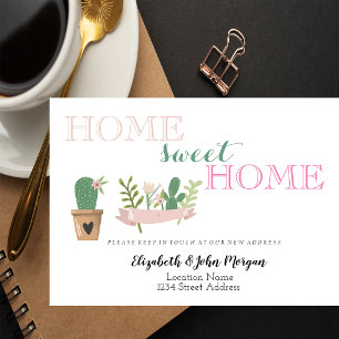 Home Sweet Home,Cactus Flower Announceme Announcement Postcard