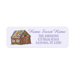 Home Sweet Home Candy Christmas Gingerbread House Return Address Label