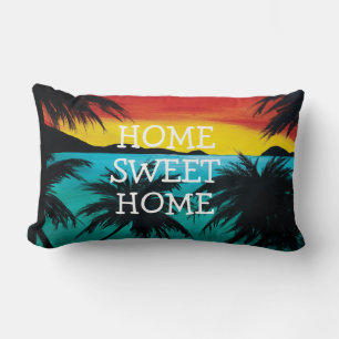 Home Sweet Home, Caribbean Beach Sunset Lumbar Cushion