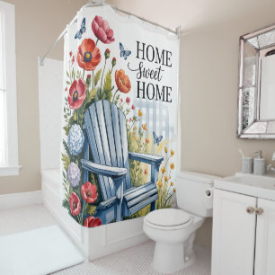 Home Sweet Home Chair Watercolor Floral Garden Shower Curtain