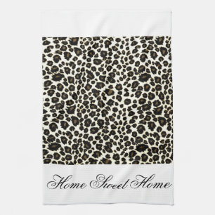Home Sweet Home Cheetah Print Tea Towel