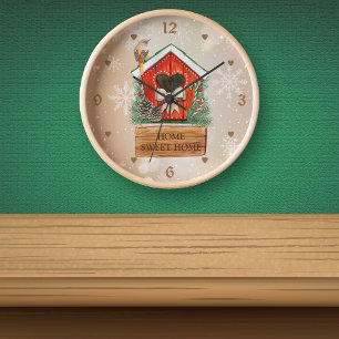 Home Sweet Home Christmas Bird House Clock
