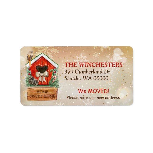 Home Sweet Home Christmas Birdhouse Address Label (Front)