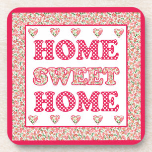 Home Sweet Home Coasters Red and White Mix'n'Match