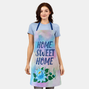 Home Sweet Home Colourful Watercolor Floral Text Apron
