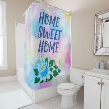 Home Sweet Home Colourful Watercolor Floral Text 