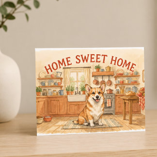 Home Sweet Home Corgi Cosy Kitchen Postcard