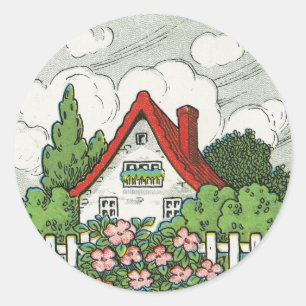 Home Sweet Home Cottage Classic Round Sticker