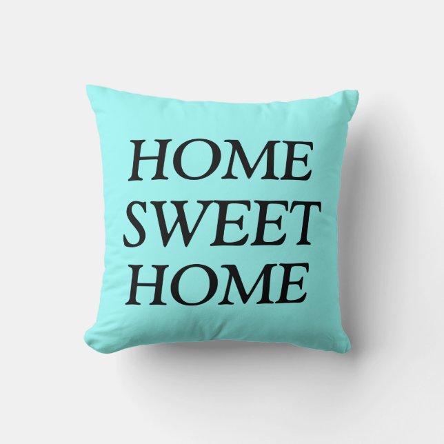 Home Sweet Home, Cotton Throw Pillow, Light blue Cushion (Front)