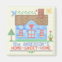 Home Sweet Home Cross Stitch House Personalised v2