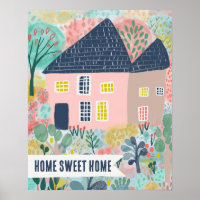 HOME SWEET HOME Custom House Garden Illustration 