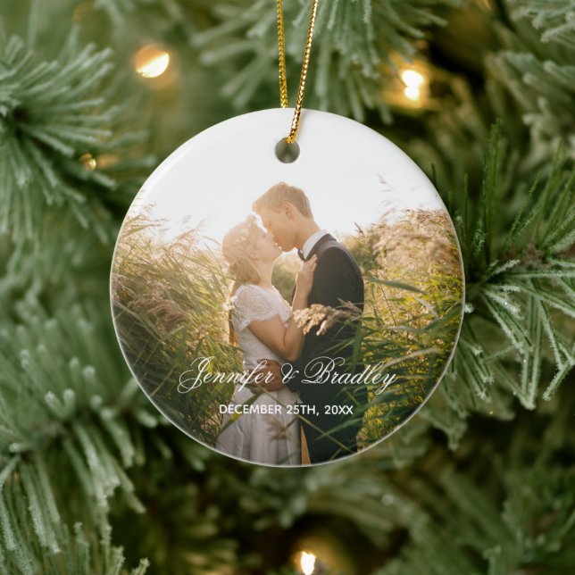 Home Sweet Home Custom Name and Photo Ceramic Ornament (Tree)