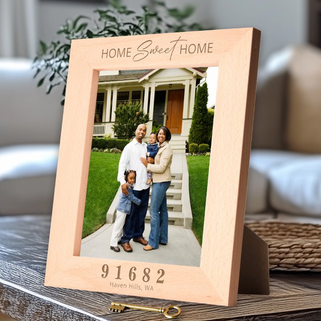 Home Sweet Home Custom Zip Code Etched Frames (Shown at 8" x 10" portrait.  Photo not included.)