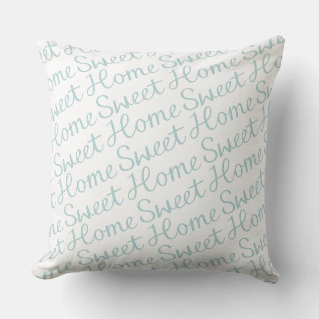 Home Sweet Home Diagonal Script in DE Blue Wt Cushion (Front)