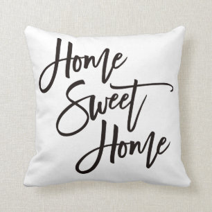 Home Sweet Home Elegant Black Script White Cushion