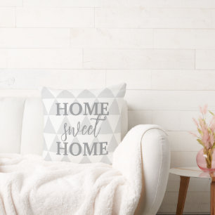 Home Sweet Home Elegant White and Grey Cushion