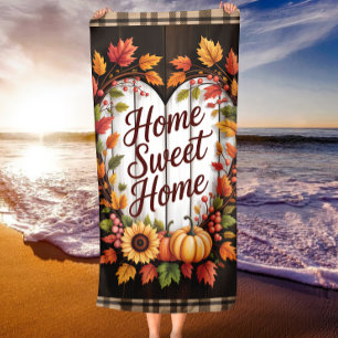 Home Sweet Home Fall Cosy Pumpkins & Autumn Vibes Beach Towel