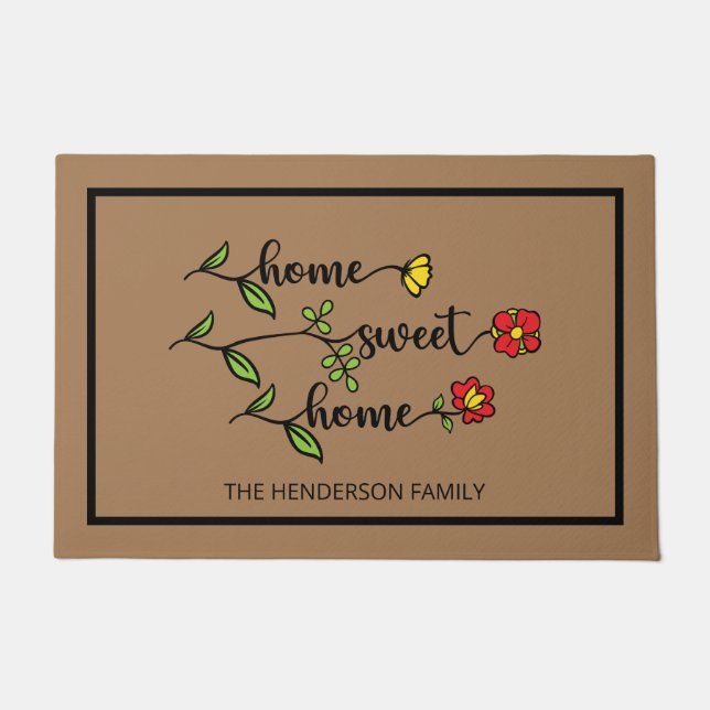Home Sweet Home Family Name New Address  Doormat (Front)