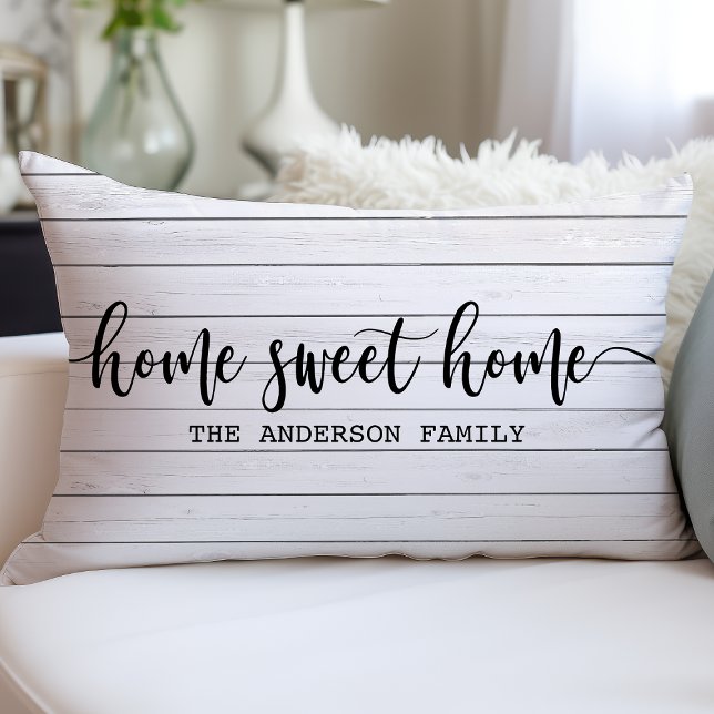 Home Sweet Home Farmhouse Rustic Wood Personalised Lumbar Cushion (Creator Uploaded)