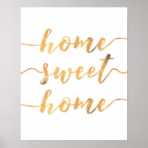 Home sweet home faux gold foil poster print