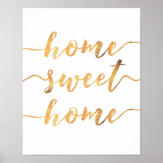 Home sweet home faux gold foil poster print (Front)