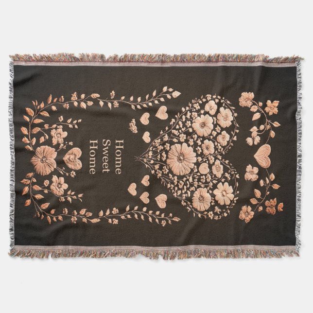 Home Sweet Home Floral Throw Blanket (Front)