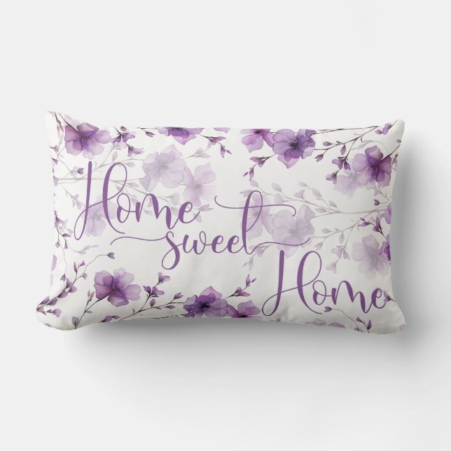 Home Sweet Home Floral Throw Pillow – Double-Sided (Front)