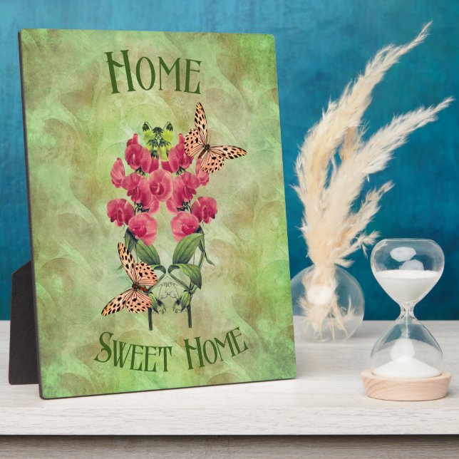 Home Sweet Home Flowers And Butterflies  Plaque (Side)