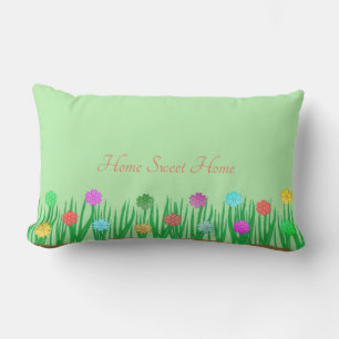 Home Sweet Home Flowers Lumbar Cushion