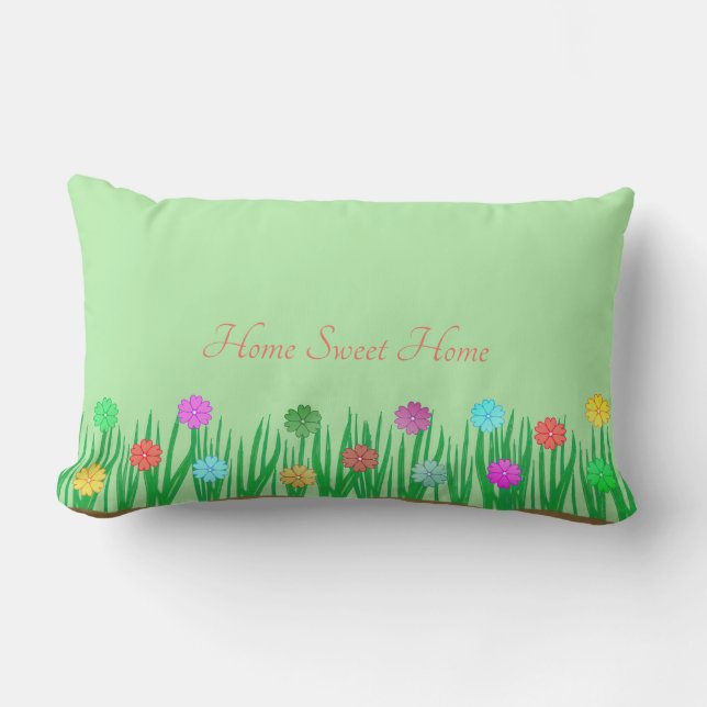 Home Sweet Home Flowers Lumbar Cushion (Front)