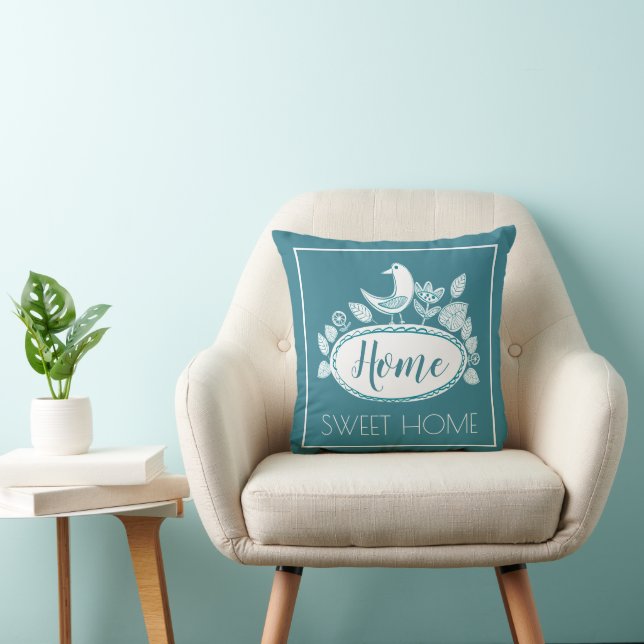Home Sweet Home | Folk Art Scandinavian Birds Cushion (Chair)