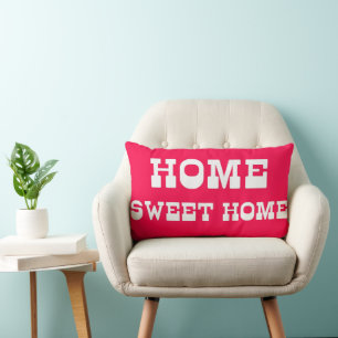 Home Sweet Home - Fun Barn Typography Red Lumbar Cushion