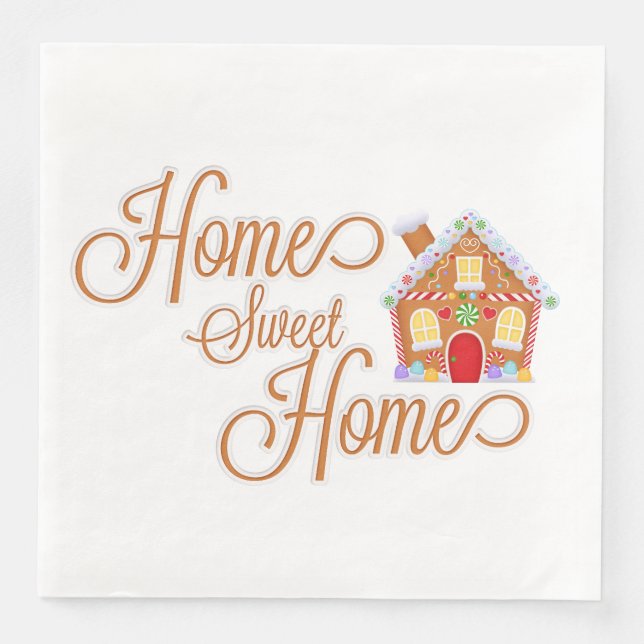 Home Sweet Home Gingerbread House Paper Napkin (Front)