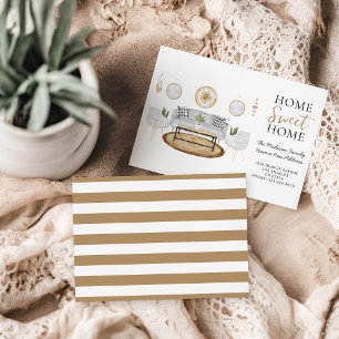 Home Sweet Home Gold and Grey Watercolor Moving Announcement