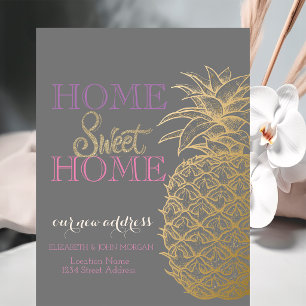 Home Sweet Home,Gold Pineapple New Address Announcement Postcard