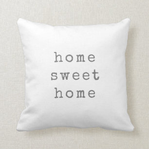 Home Sweet Home   Gray Typewriter Text Cushion