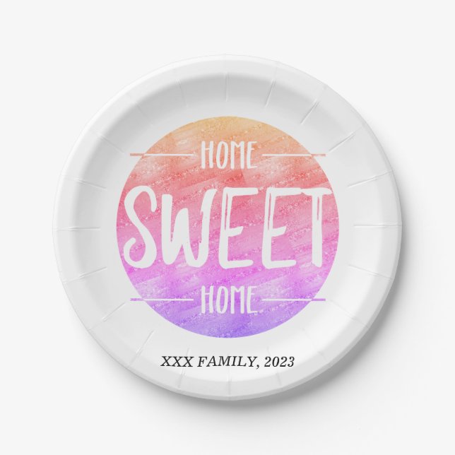 home sweet home , housewarming party paper plate (Front)