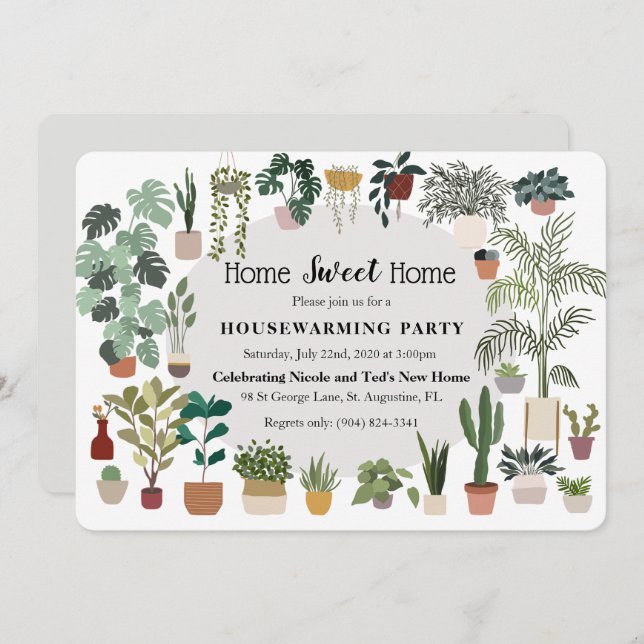 Home Sweet Home Housewarming Plant Invitation (Front/Back)