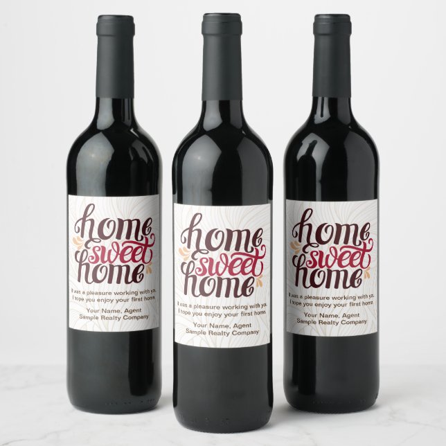 Home Sweet Home Housewarming Wine Label (Bottles)