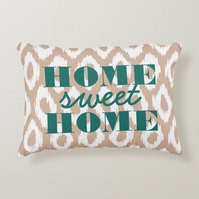 Home Sweet Home Ikat Ogee Accent Pillow (Front)