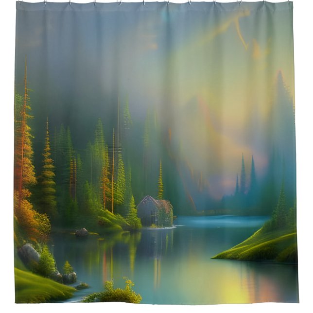 Home Sweet Home in the woods   Shower Curtain (Front)