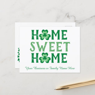 Home Sweet Home Irish Shamrock Clover Postcard