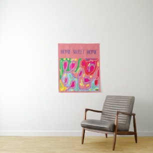 Home sweet Home logo soft pastels multi colours Tapestry